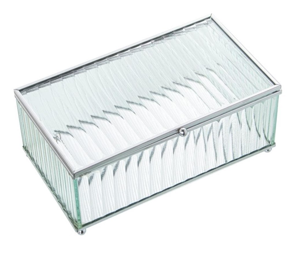 Foto 1 Caja joyero cristal metal plateado.