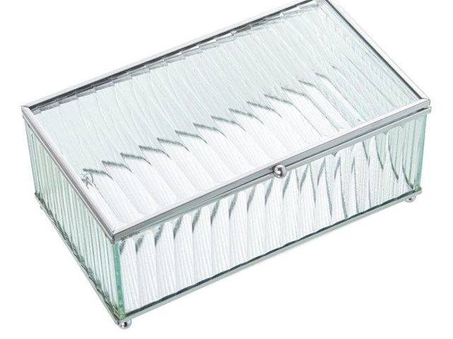 Caja joyero cristal metal plateado.