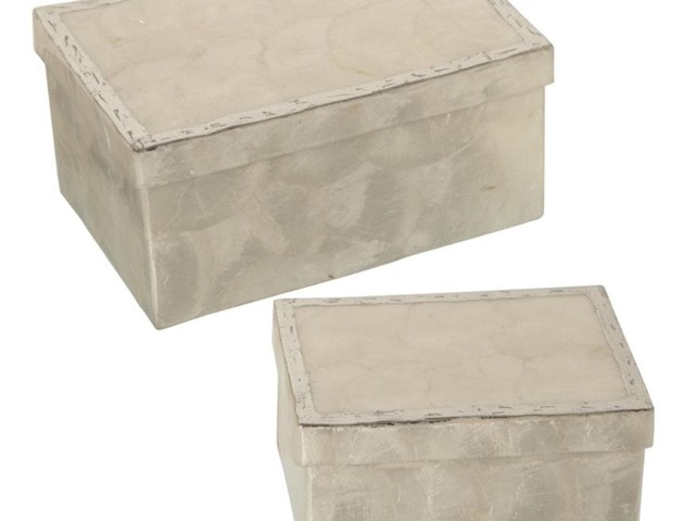 Caja rectangular NÁCAR, filo plata.