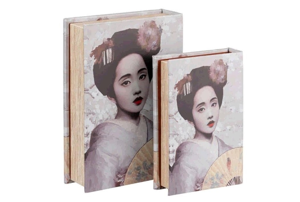 Foto 3 CAJAS LIBRO GEISHA GRIS con espejo.