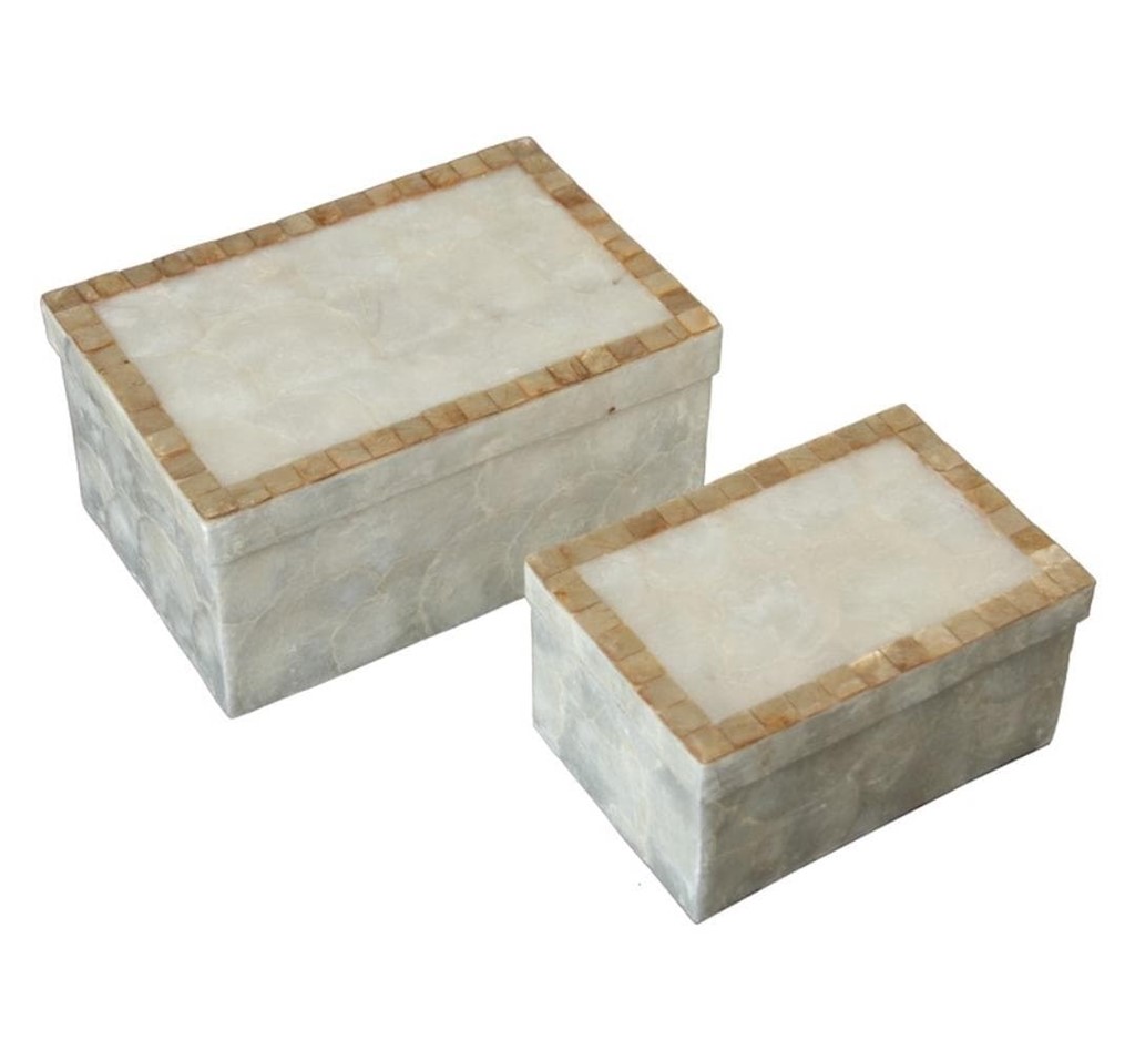 Foto 1 Cajas rectangulares NÁCAR, filo caramelo.