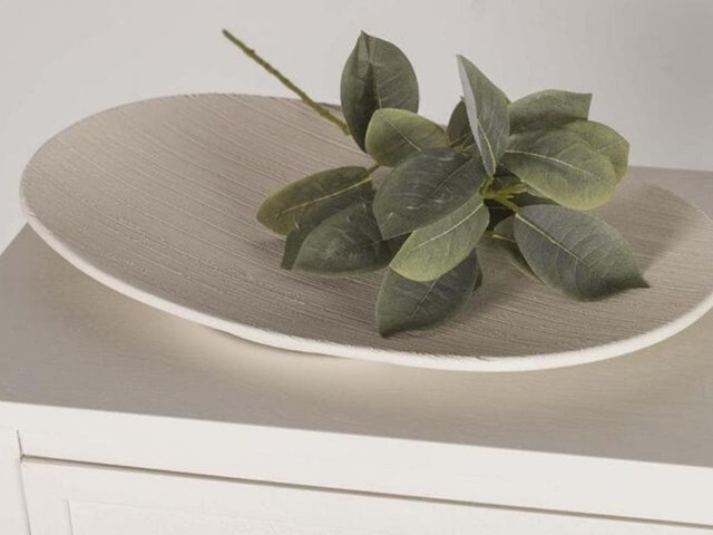 Centro cerámica oval BEIGE, 39cm.