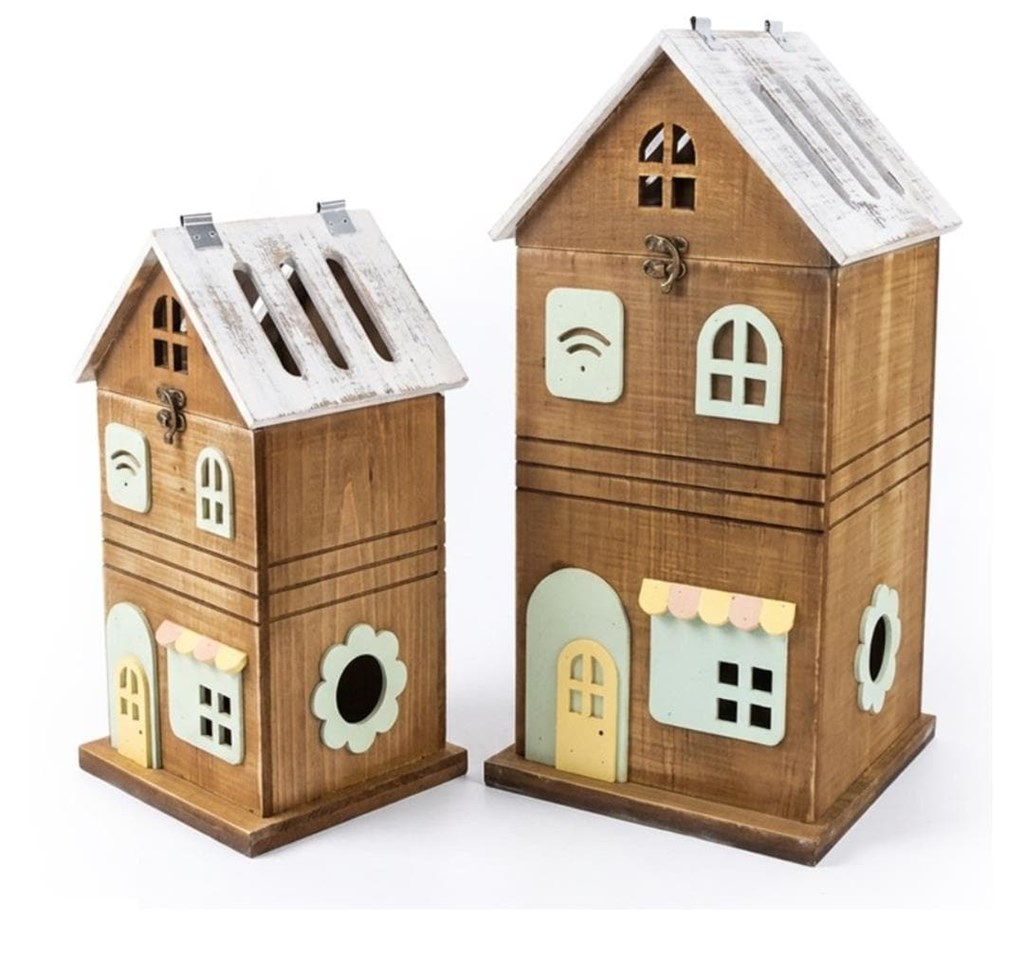 Foto 1 Conjunto de 2 FAROLES madera con LUZ, 44cm.