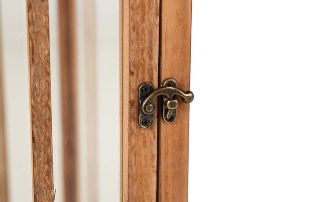 Foto 4 Conjunto de 2 FAROLES madera y metal marrón, 94cm.