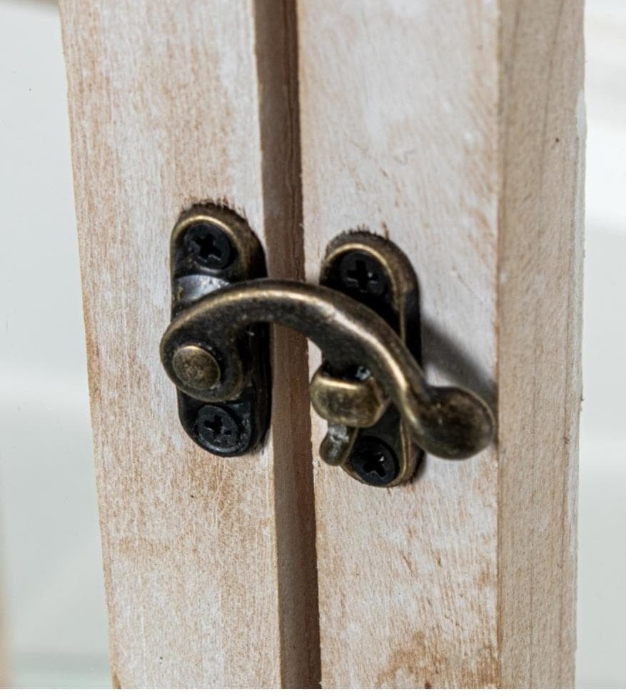 Foto 5 Conjunto de 3 FAROLES madera NATURAL y techo gris decapé, 110cm.