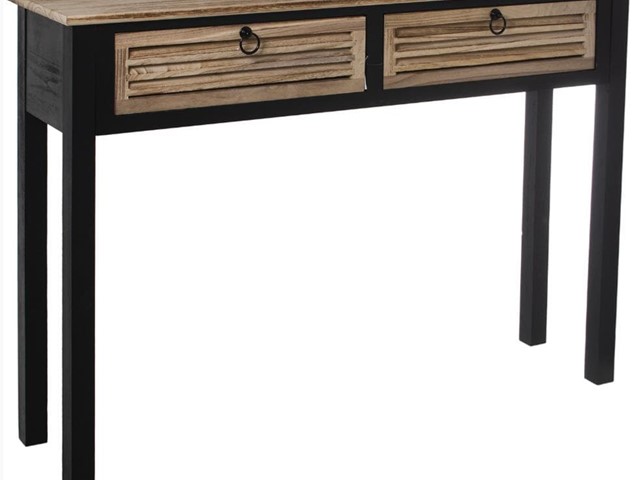 CONSOLA 2 CAJONES MADERA CON NEGRO, 110 cms.