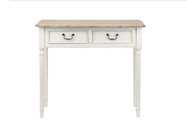 Consola BLANCA con tapa en madera NATURAL, 90 cms.