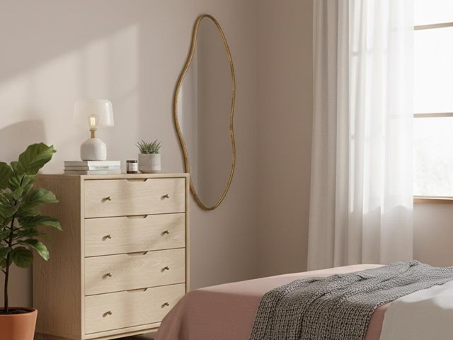 Espejo de metal DORADO, 110x45.