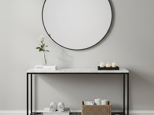 Espejo de metal NEGRO, 80cms.