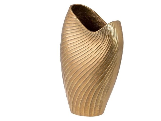 JARRÓN ALUMINIO ORO, 33cms.