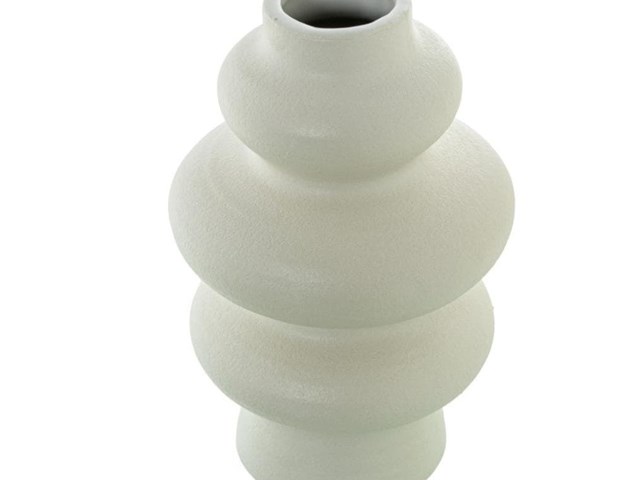 JARRÓN CERÁMICA BLANCO FORMAS, 28cm.