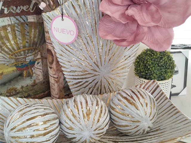 Jarrón cerámica BLANCO ORO, 30cms.