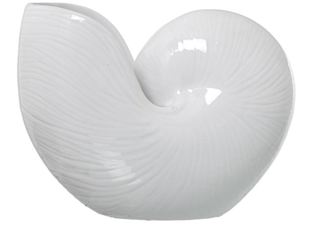 Jarrón cerámica CONCHA BLANCA, 27cm.