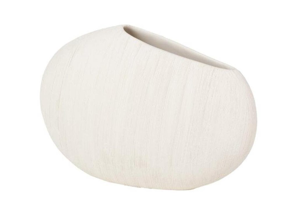 Foto 1 Jarrón cerámica oval BEIGE, 21cm.