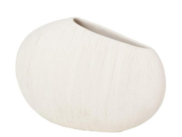 Jarrón cerámica oval BEIGE, 21cm.