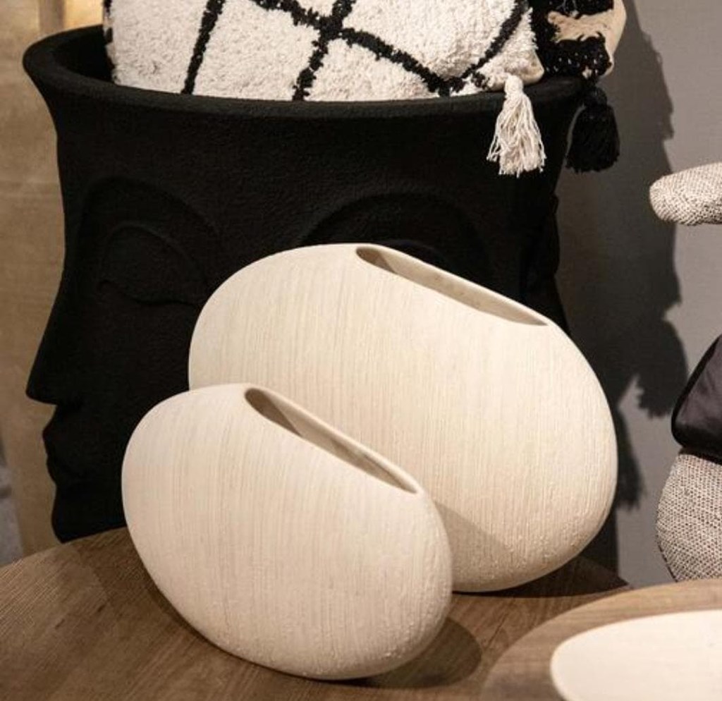 Foto 3 Jarrón cerámica oval BEIGE, 31cm.