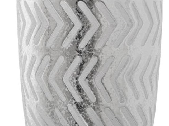 JARRÓN CERÁMICA PLATEADO, 30cms.