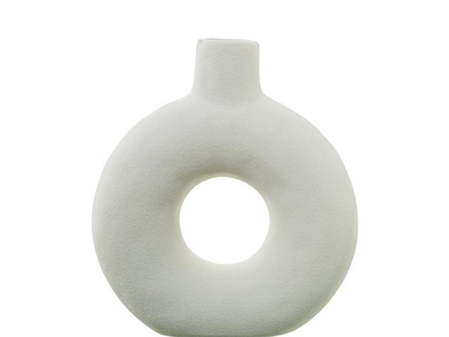 Jarrón de cerámica AGUJERO BLANCO, 23cms.