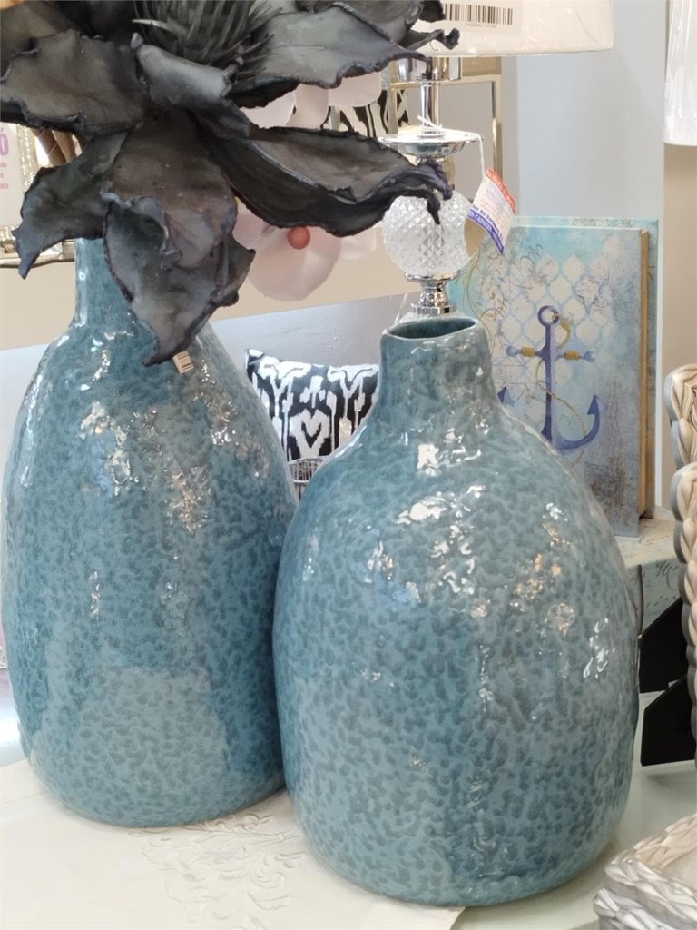 Foto 2 Jarrón de cerámica AZUL, 38cm.