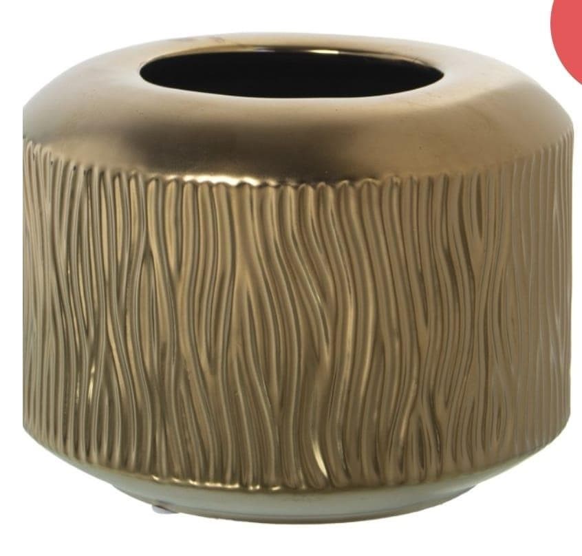 Foto 1 Jarrón de cerámica dorado, 18cms.