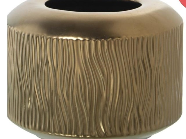 Jarrón de cerámica dorado, 18cms.
