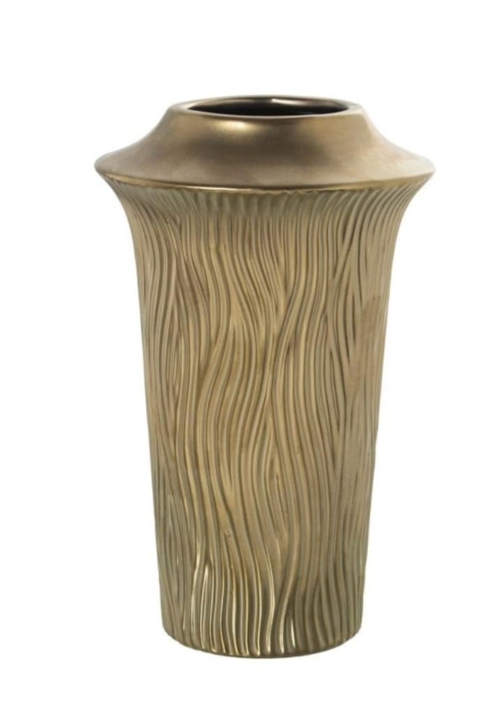 Foto 1 Jarrón de cerámica dorado, 26cms.