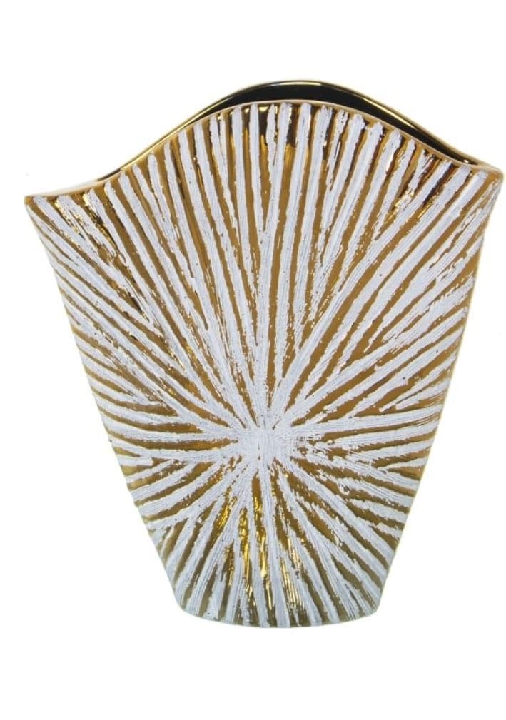 Foto 1 Jarrón de cerámica oro/blanco, 26cm.