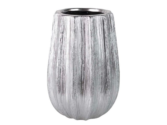 JARRÓN DE CERÁMICA PLATA, 26cms.