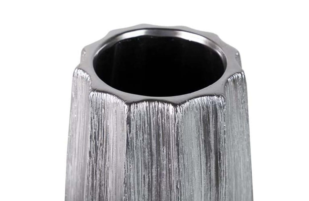 Foto 2 JARRÓN DE CERÁMICA PLATA, 26cms.