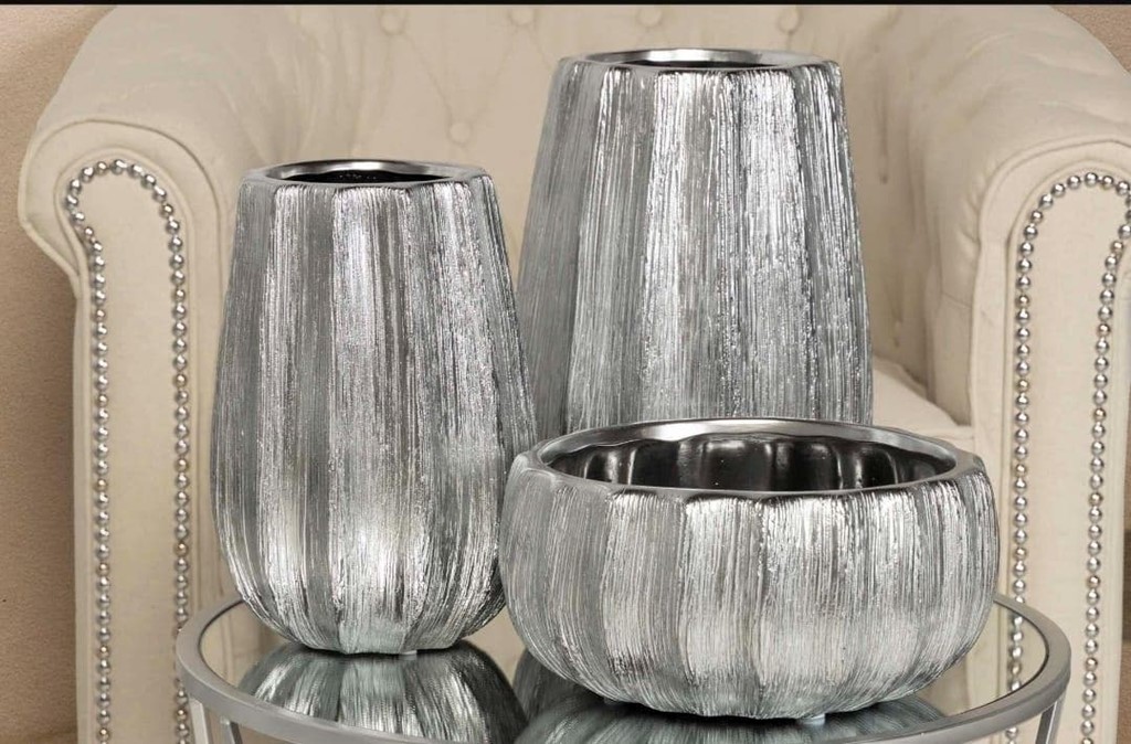 Foto 4 JARRÓN DE CERÁMICA PLATA, 26cms.
