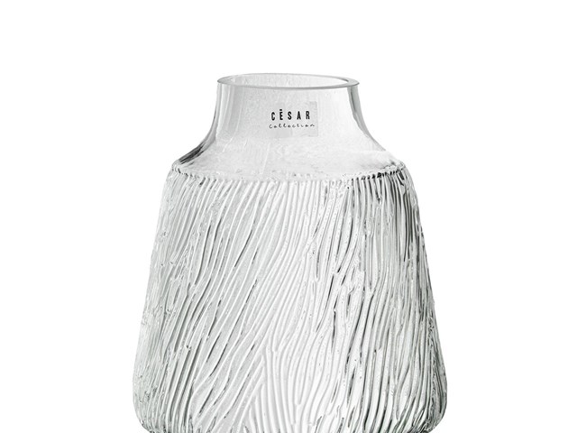 Jarrón de CRISTAL ESTRIADO, 19cms.