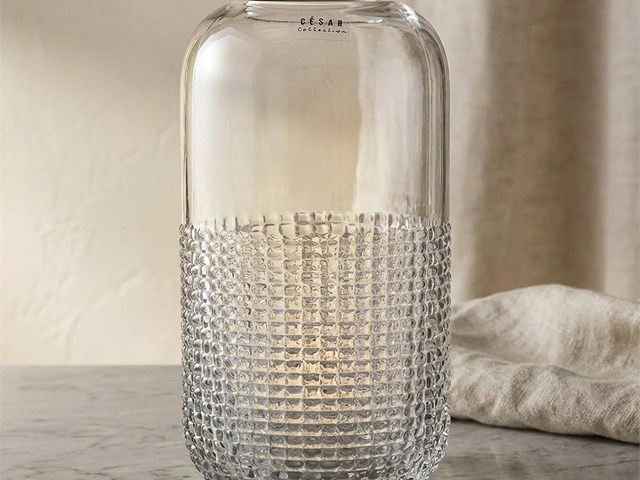 Jarrón de CRISTAL ESTRIADO, 30cms.