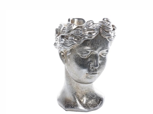 Jarrón MACETA BUSTO plata, 28cm.