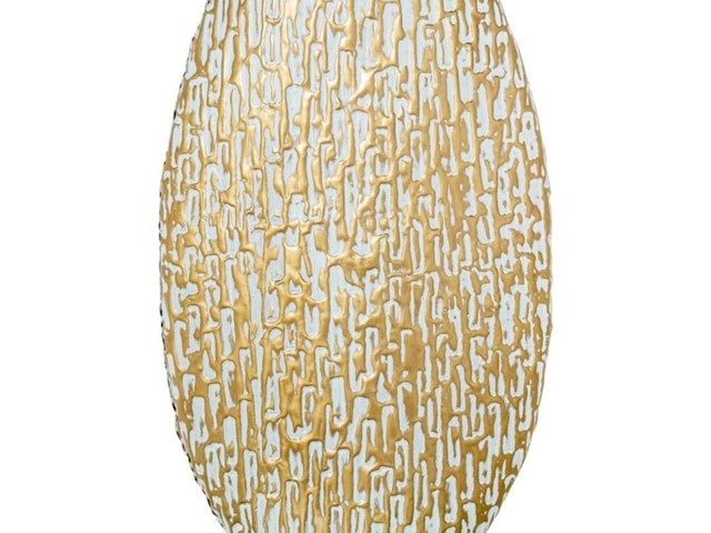 JARRÓN METAL BLANCO ORO, 50cms.