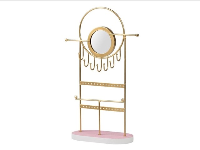 Joyero de metal dorado, 36cms.