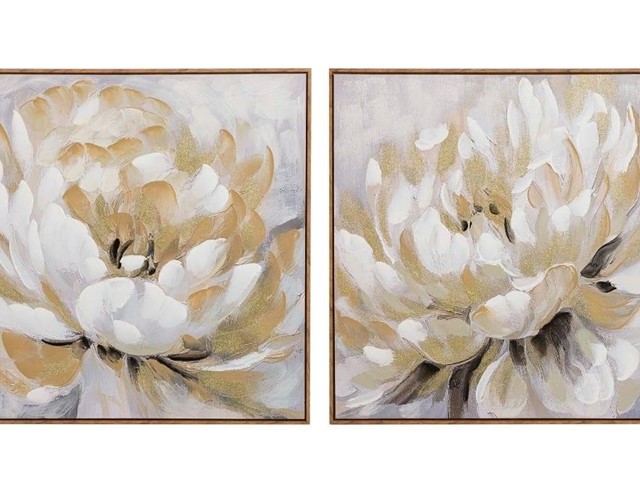 Pareja de cuadros FLORES ABSTRACTAS, 80x80
