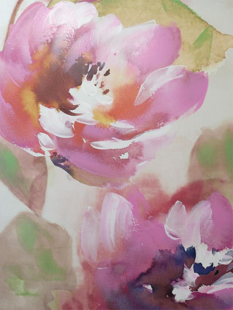 Foto 4 Pareja lienzos FLORES MALVAS, 60x60.