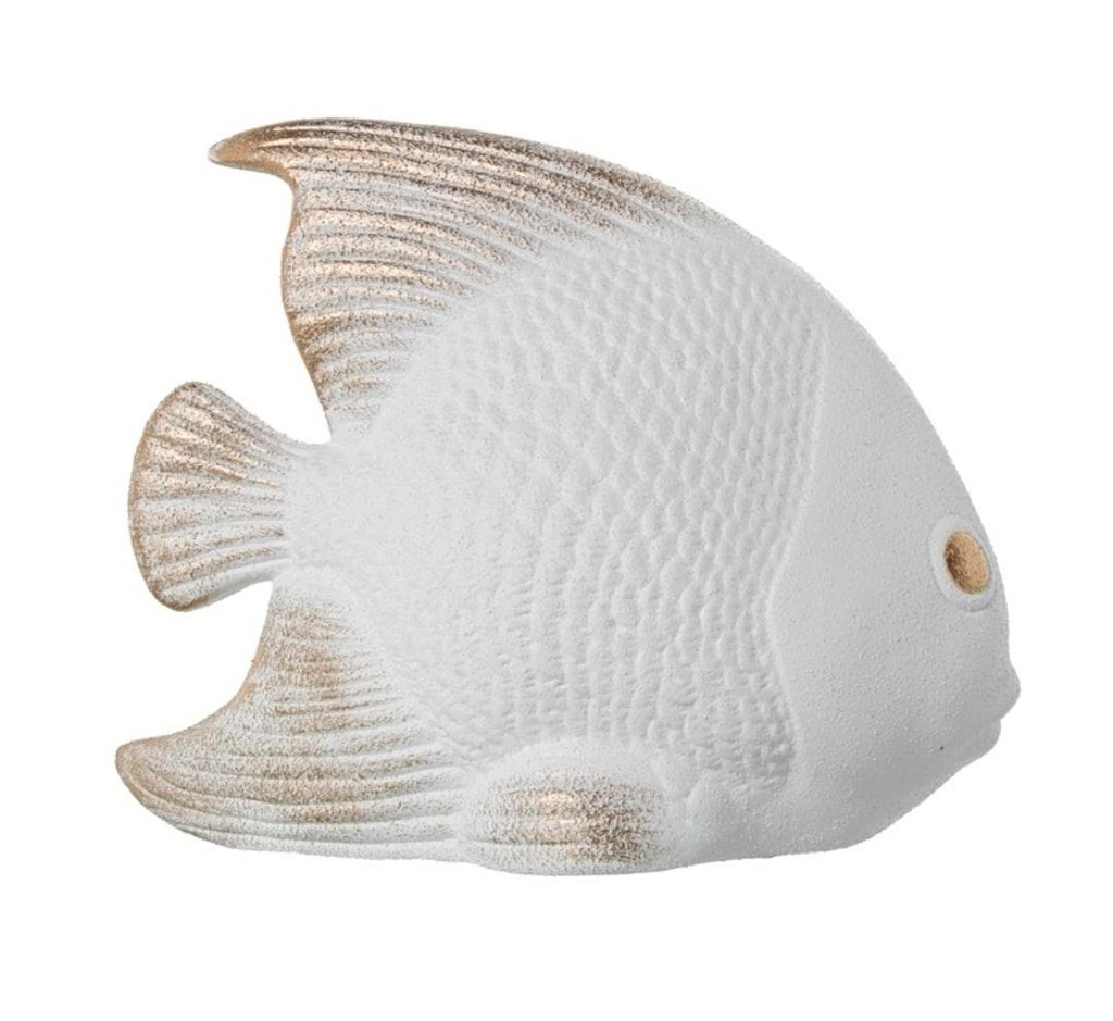 Foto 2 PECES cerámica blanco/dorado.