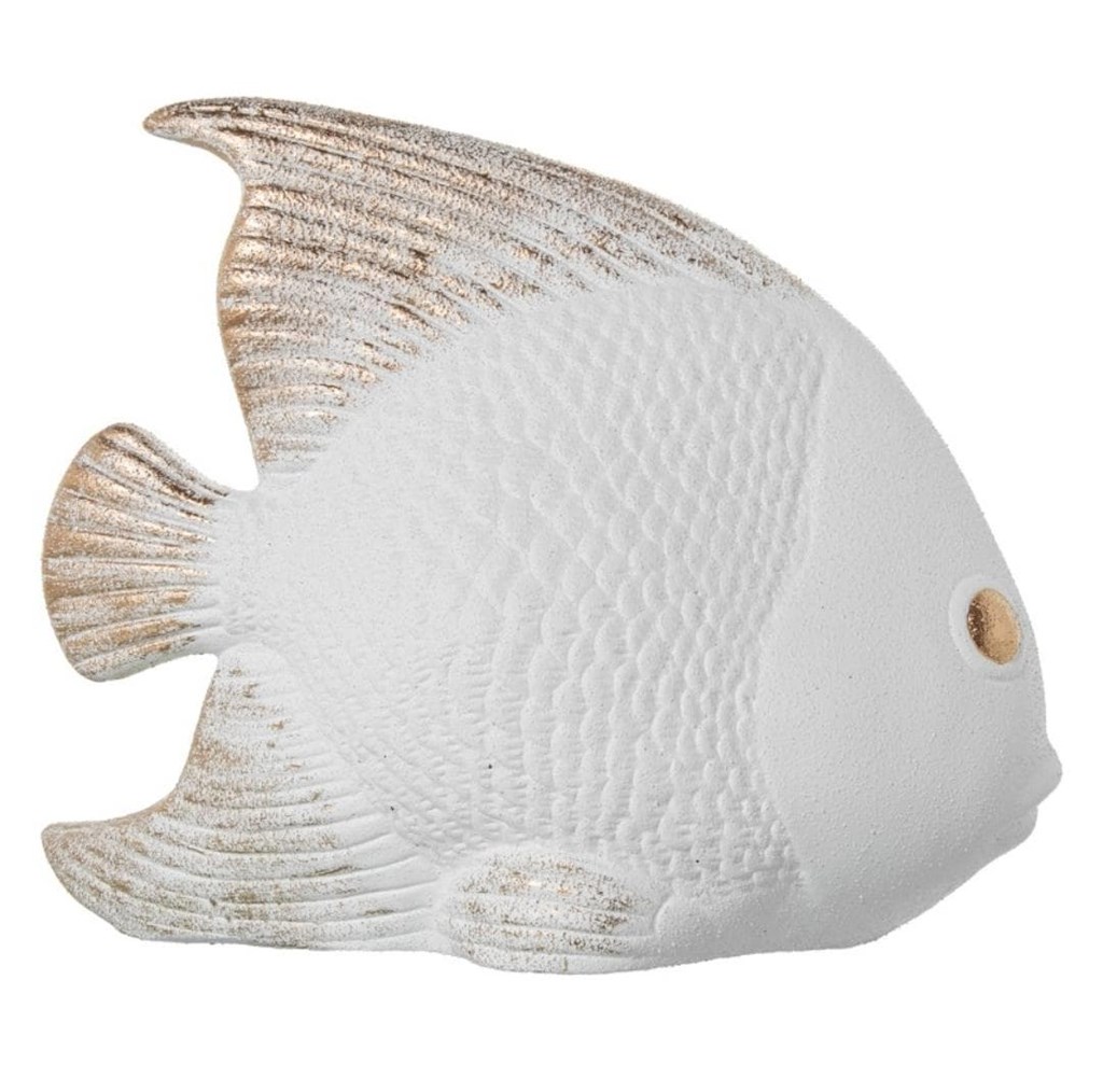 Foto 7 PECES cerámica blanco/dorado.