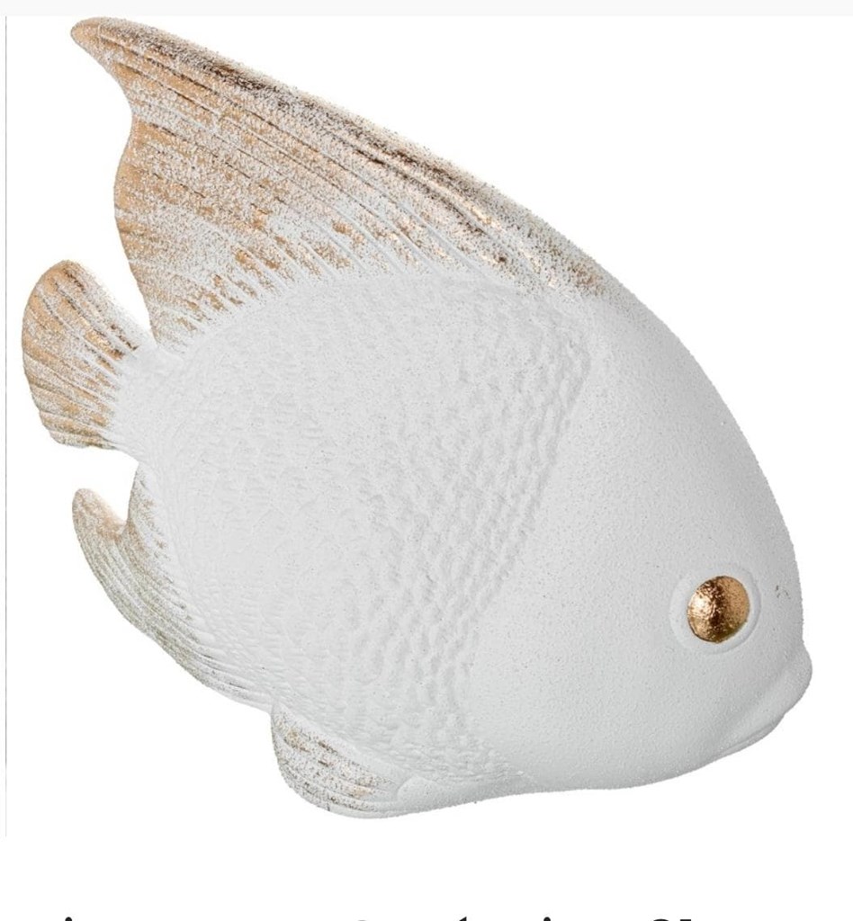 Foto 8 PECES cerámica blanco/dorado.