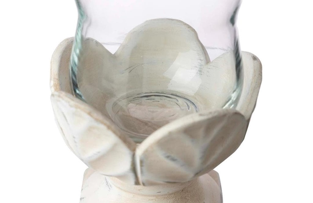 Foto 2 Portavelas CERAMICO Y CRISTAL, 20cms.