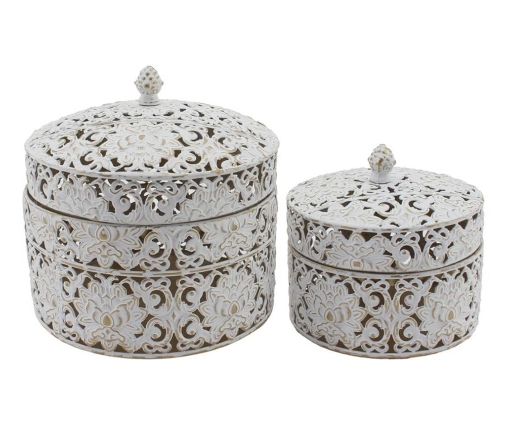 Foto 1 Set 2 cajas metal blanco oro.