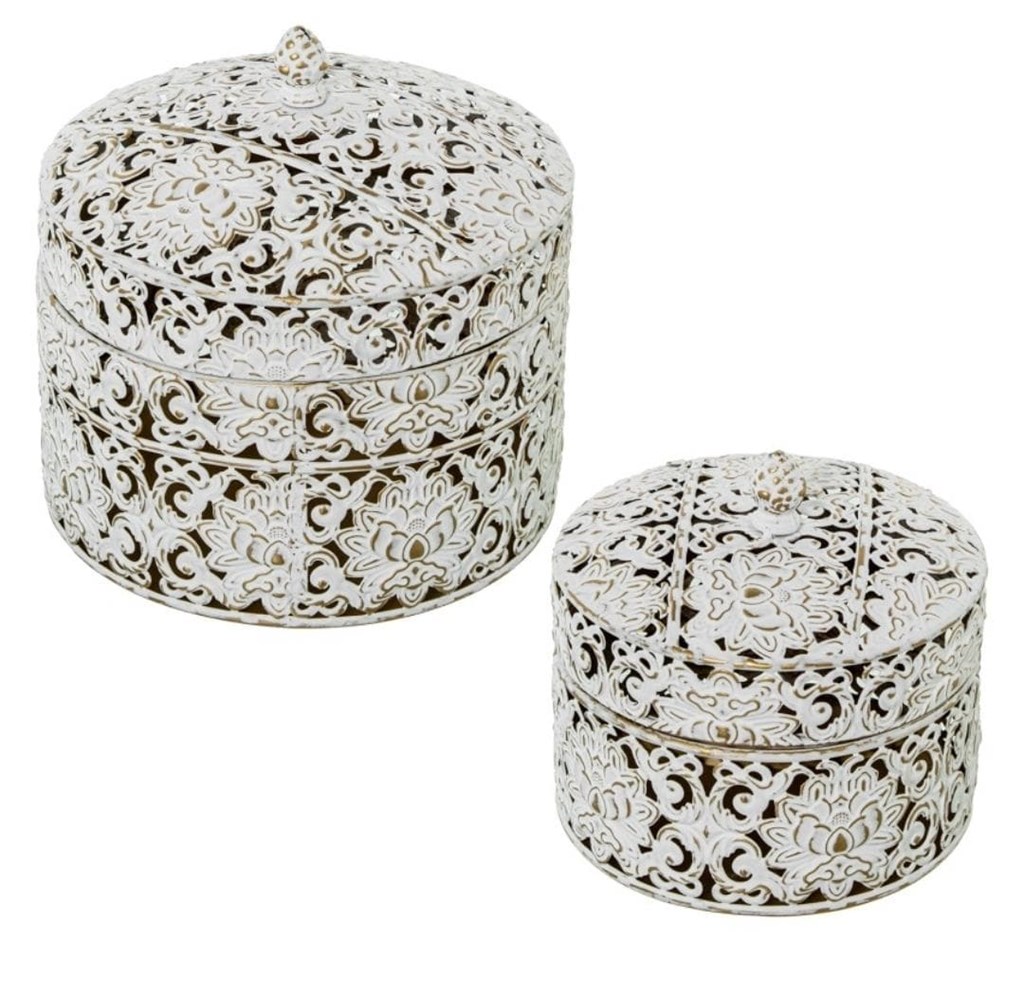 Foto 2 Set 2 cajas metal blanco oro.