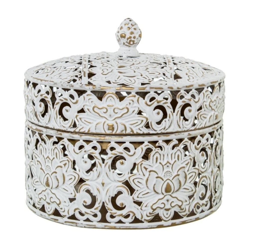 Foto 5 Set 2 cajas metal blanco oro.