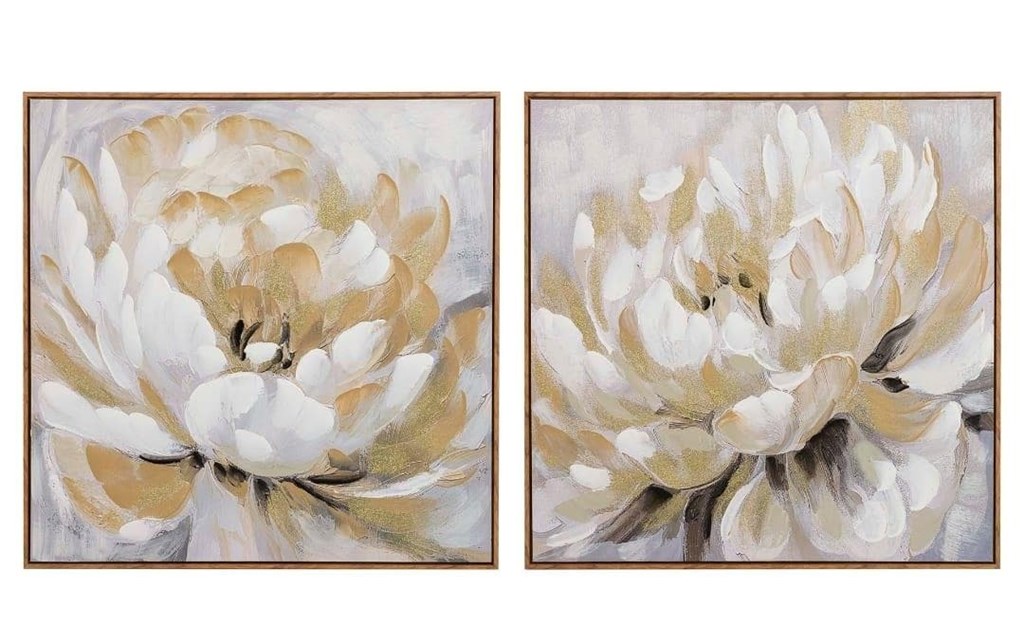 Foto 1 Set de 2 Cuadros FLORES ABSTRACTAS, 80x80