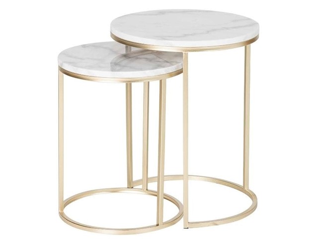 Set de 2 MESAS MÁRMOL CHAMPÁN, 50 cm y 43 cm.