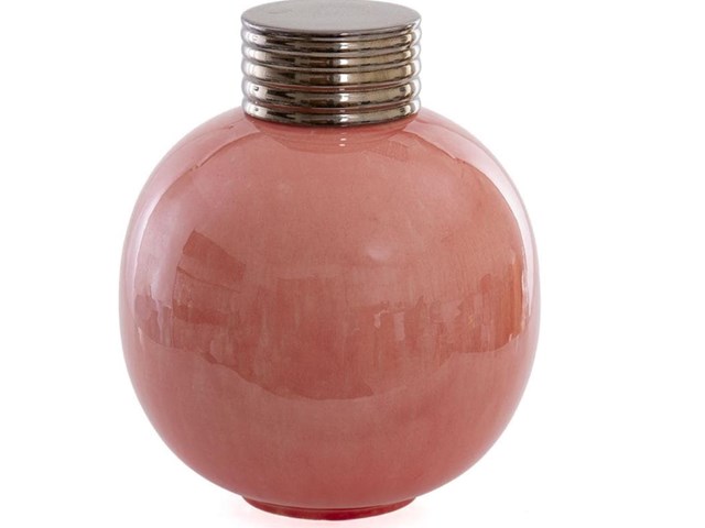 Tibor de cerámica rosa claro 27 cm