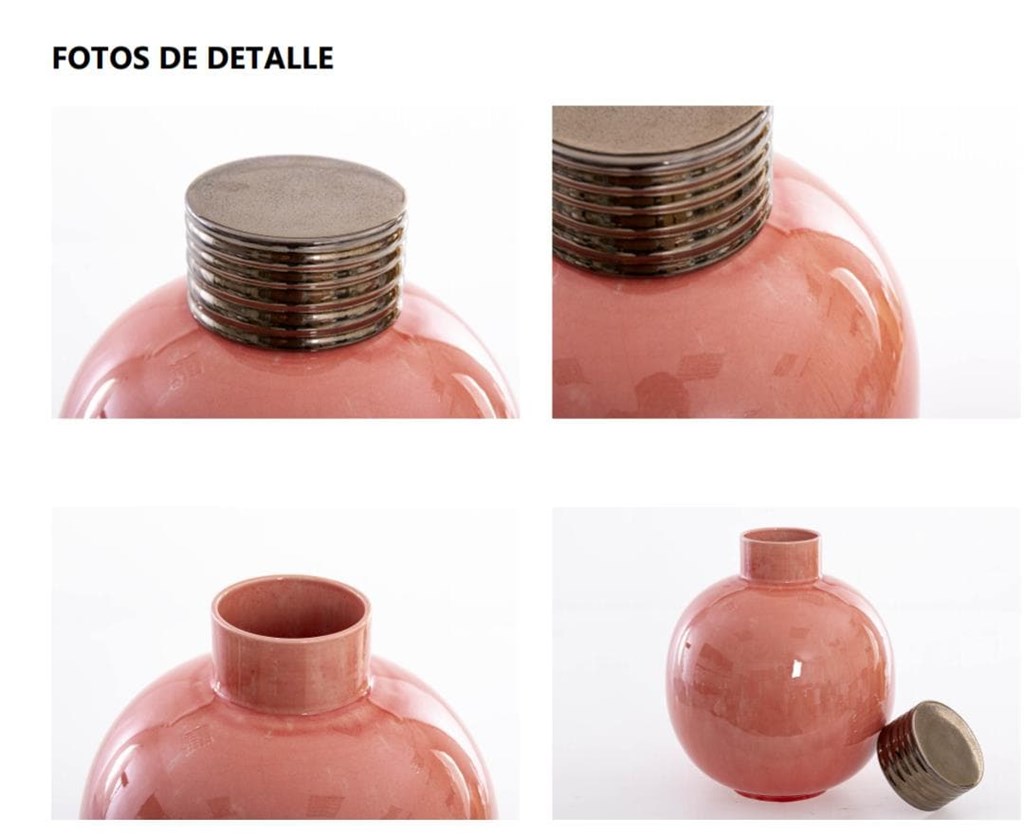 Foto 2 Tibor de cerámica rosa claro 27 cm